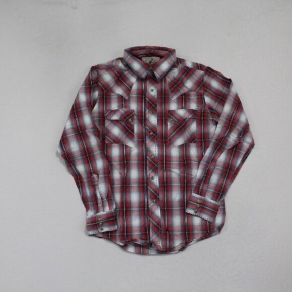 Wrangler Men Red Plaid Pearl Snap Long Sleeve Size Medium - Picture 1 of 7